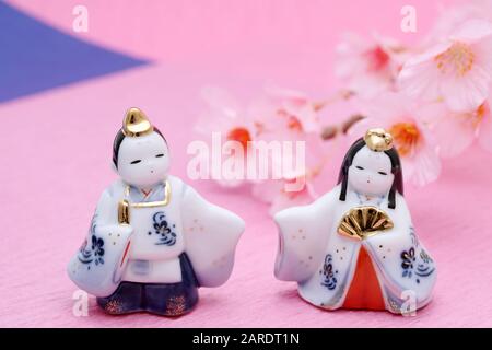 Traditional Japanese dolls used for a Hinamaturi festival for girls Stock Photo