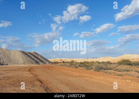 Mullock heaps on the outskirts of the opal mining town of Andamooka, South Australia, Australia Stock Photo