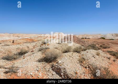 Mullock heaps on the outskirts of the opal mining town of Andamooka, South Australia, Australia Stock Photo