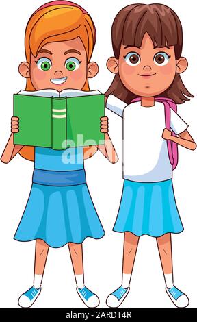 Girl reading standing holding a book. Vector Illustration Stock Vector ...