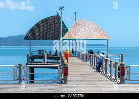 Fishing Jetty on The Strand, Townsville Queensland Australia Stock Photo