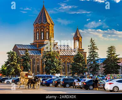 Gyumri , Armenia - August 15, 2019 : Surp Amenaprkich (Church Of The Holy Saviour Of All) landmark of Gyumri Shirak Armenia eastern Europe Stock Photo