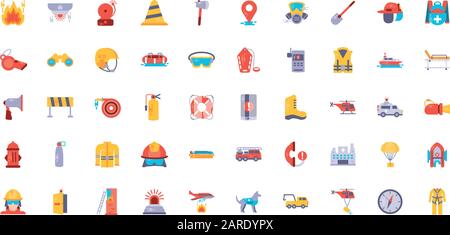 Icon set design, Emergency rescue save department 911 danger help safety and aid theme Vector illustration Stock Vector