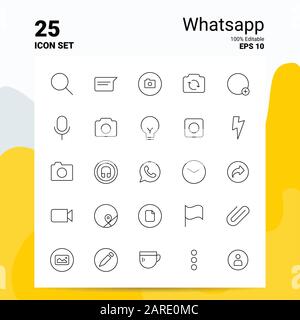 25 WhatsApp Icon Set. 100% Editable EPS 10 Files. Business Logo Concept Ideas Line icon design Stock Vector