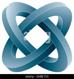 Impossible two circles icon. Vector optical illusion shape on white background. Stock Vector