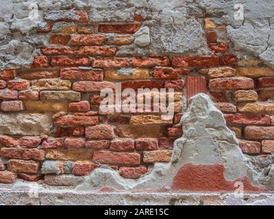 Vintage brick wall texture. Old wall in Venice, Italy Stock Photo