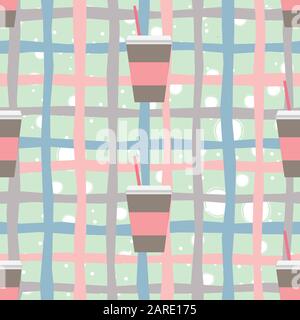 Seamless repeating Pattern with coffee cup on white background. Vector Illustration Stock Vector