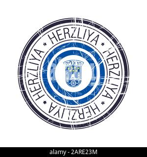 City of Herzliya, Israel postal rubber stamp, vector object over white background Stock Vector