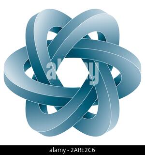 Impossible three circles icon. Vector optical illusion shape on white background. Stock Vector
