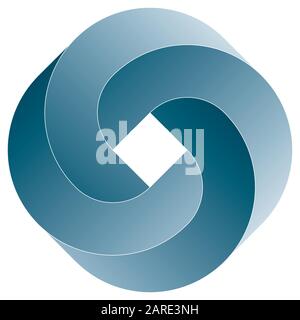 Impossible rouded square icon. Vector optical illusion shape on white background. Stock Vector