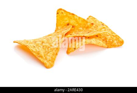 Tortilla Chips Isolated on White Background Stock Photo