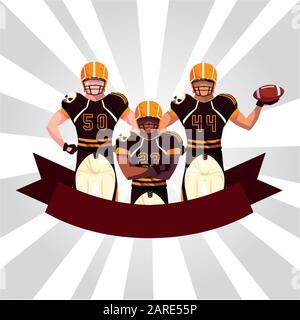 team of players american football , sportsmen with uniform vector illustration design Stock Vector