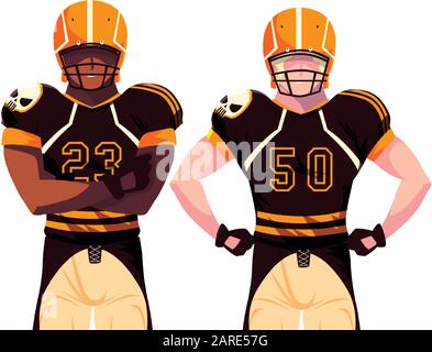 team of players american football , sportsmen with uniform vector illustration design Stock Vector