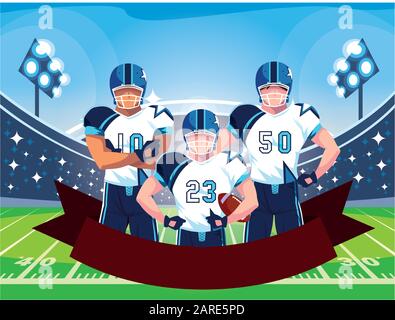 team of players american football , sportsmen with uniform vector illustration design Stock Vector