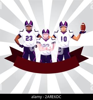 team of players american football , sportsmen with uniform vector illustration design Stock Vector