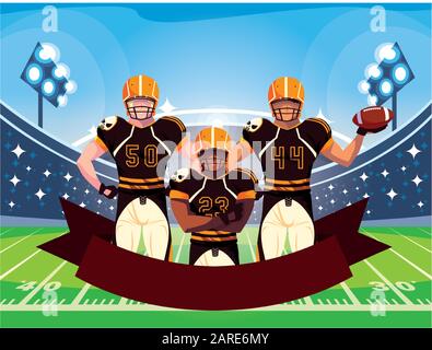 team of players american football , sportsmen with uniform vector illustration design Stock Vector