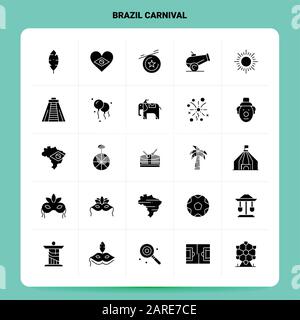 Solid 25 Brazil Carnival Icon set. Vector Glyph Style Design Black Icons Set. Web and Mobile Business ideas design Vector Illustration. Stock Vector