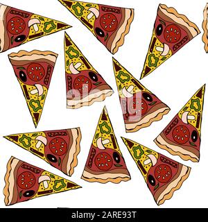 Abstract pattern with pizza. It is located in swatch menu, vector. Stock Vector
