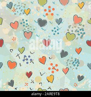 Seamless Pattern with Hearts. Scandinavian Style. Stock Vector