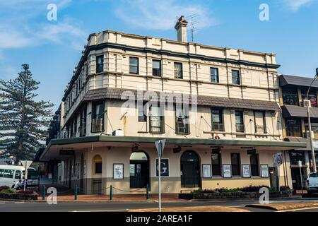 Facade of the magnificent historic Grand Hotel, built in 1891 in Kiama, South Coast of New South Wales Stock Photo