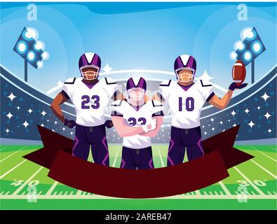 team of players american football , sportsmen with uniform vector illustration design Stock Vector