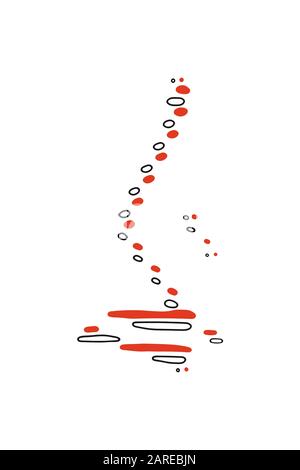 Liquid shapes in red and black colors isolated on white backdrop. Minimalism texture in scandinavian style. Stock Vector