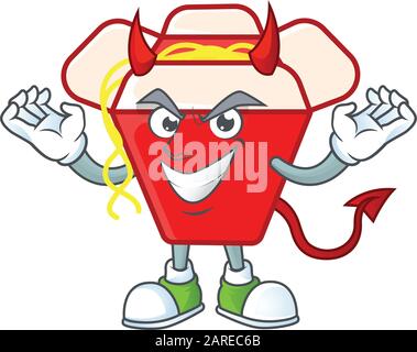 Devil chinese box noodle Cartoon character design Stock Vector