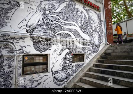 'Street art by Christoperh in Central District of Hong Kong.' Stock Photo