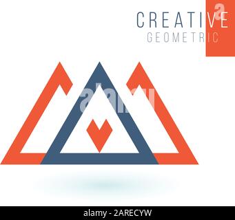 Creative blue trinity futuristic triangle symbol design for company logo. Corporate tech geometric identity concept. Stock Vector illustration isolate Stock Vector