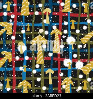 Childish Seamless Texture with Arrows. Hand Drawn Design With Brush. Vector Illustration. Stock Vector