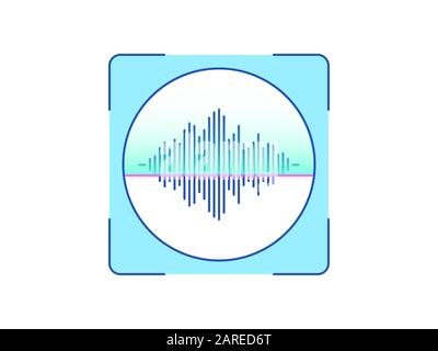 Voice recognition, icon. Biometric scanning system for human speech, interface of person identification. Voice ID technology. System recognition and v Stock Vector