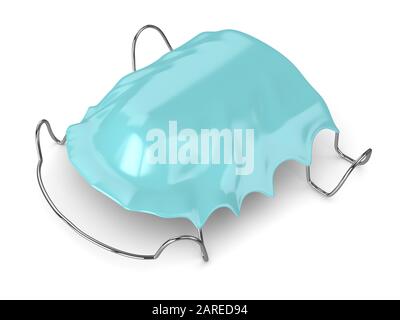 3d render of orthodontic removable retainer over whte background Stock Photo
