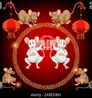 Vector mouse group of cute mice for your background and needs Stock Vector