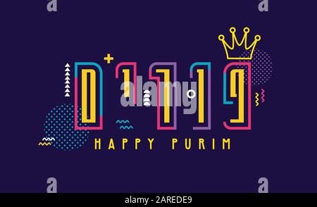 Happy purim banner. Abstract greeting card for Jewish holiday Purim. Purim in Hebrew Stock Vector