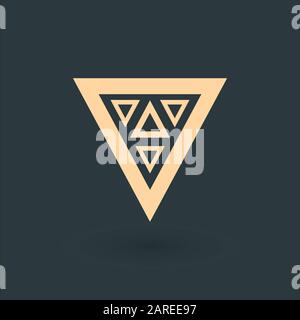 Creative blue trinity futuristic Triple triangle symbol design for company logo. Corporate tech geometric identity concept. Stock Vector illustration Stock Vector