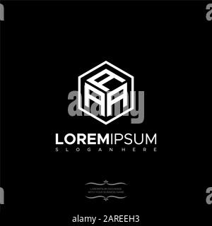 Initial letter AAA Polygon, minimalist line art monogram hexagon logo, black color Design Stock Photo