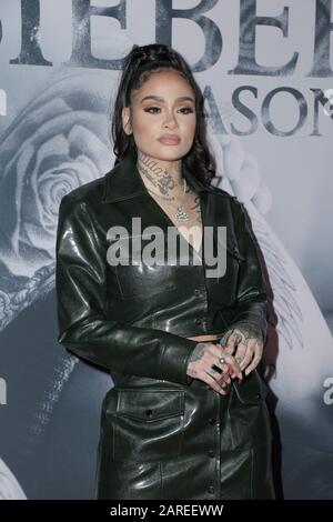 Kehlani walking the red carpet at the Premiere Of YouTube Originals' 'Justin Bieber: Seasons' held at Regency Bruin Theatre on January 27, 2020 in Los Angeles, California USA (Photo by Parisa Afsahi/Sipa USA) Stock Photo