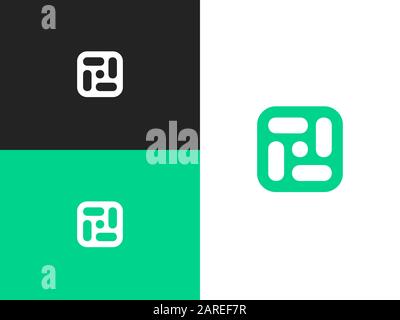 Icon template for medicine, science, laboratory. Technology logo in square rounded shape. Mockup symbol for corporate branding identity. Label inspira Stock Vector