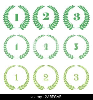 Award Icon. Placement in a Sporting Competition Contest. Round Label with Laurel Whreat. Stock Vector