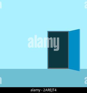 Way to opportunity, open door. New way in life, exit interior, opportunity entrance. Vector illustration Stock Vector