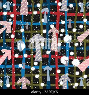 Childish Seamless Texture with Arrows. Hand Drawn Design With Brush. Vector Illustration. Stock Vector