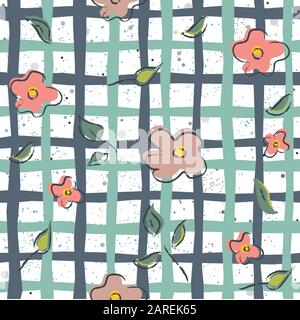 Hand Drawn Seamless Pattern with plants and berries. Artistic Creative Design. Great for backgrounds, backdrops, cars, postcards, invitations, headers Stock Vector