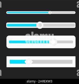 Slider knob for for volume, indicator set. Vector slider control equalizer, indicator interface level, switch regulator illustration Stock Vector