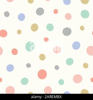 Dot pattern in pastel colours. Fun textured spotted vector seamless repeat background design. Stock Vector