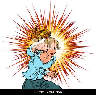 Female force is a blow. Feminism Stock Vector