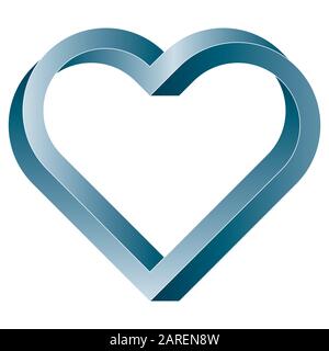Impossible twisted heart icon. Vector optical illusion shape on white background. Stock Vector