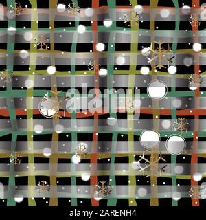 Cute Winter Pattern With Golden Lines, stars and snowflakes. Vector Illustration. Stock Vector