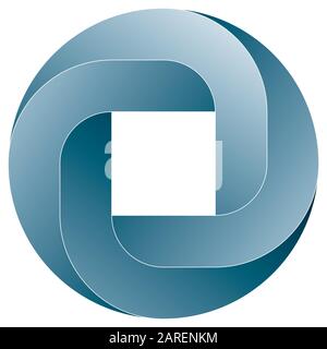 Impossible rouded square icon. Vector optical illusion shape on white background. Stock Vector