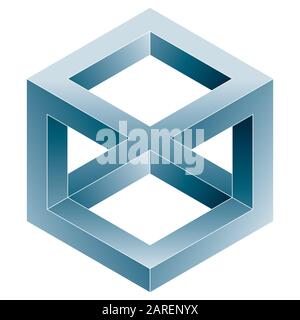 Impossible cube icon. Vector optical illusion shape on white background. Stock Vector