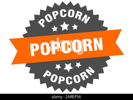Messing sendt Fjerde popcorn sign. popcorn circular band label. round popcorn sticker Stock  Vector Image & Art - Alamy